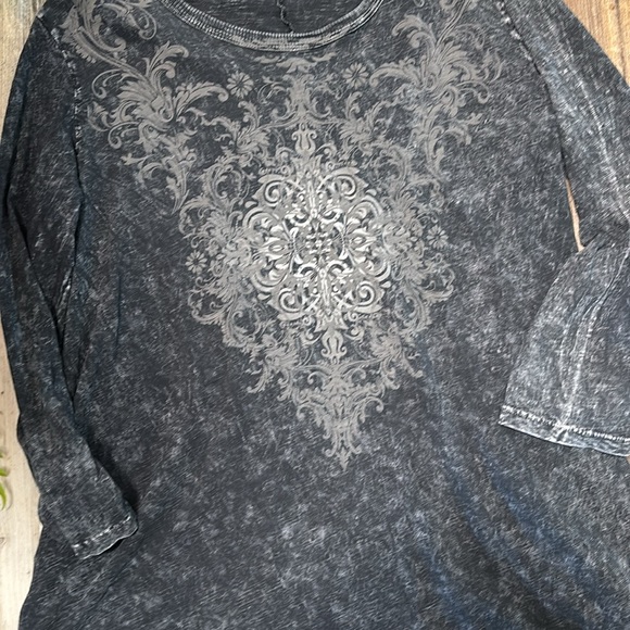 Stonewashed black Jess & Jane tunic Sz Large - Picture 3 of 7